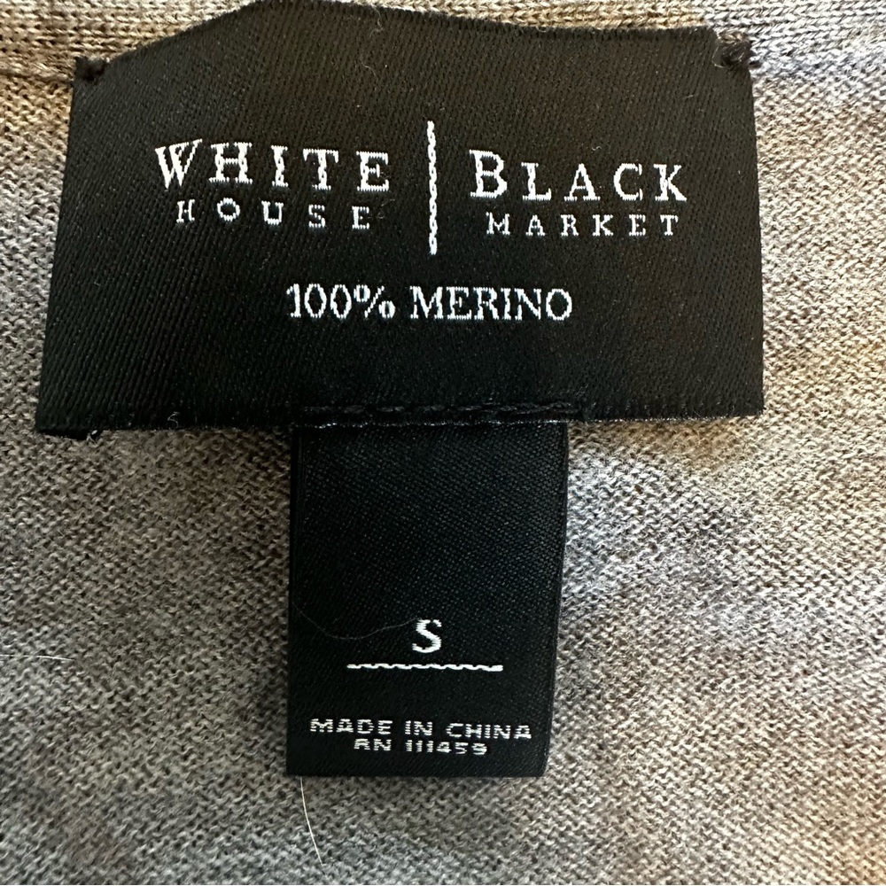 White House Black Market Cardigan Sz Small Gray 100% Merino Wool‎ Snap Front - Picture 12 of 12